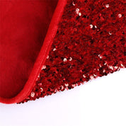 Jupe de sapin de Noël à paillettes rouges, accessoires de décoration de fête 4