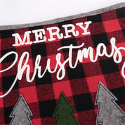 Jupe de sapin de Noël brodée en tissu à carreaux noirs et rouges de 122 cm 3