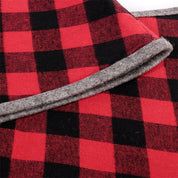 Jupe de sapin de Noël brodée en tissu à carreaux noirs et rouges de 122 cm 5