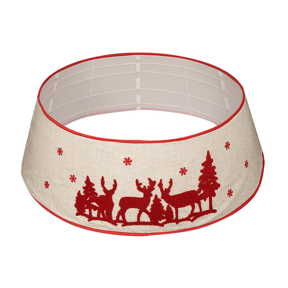 Jupe de sapin de Noël en bois pliable avec motif de cerf 0