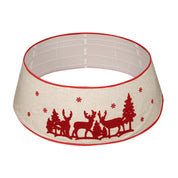 Jupe de sapin de Noël en bois pliable avec motif de cerf 0