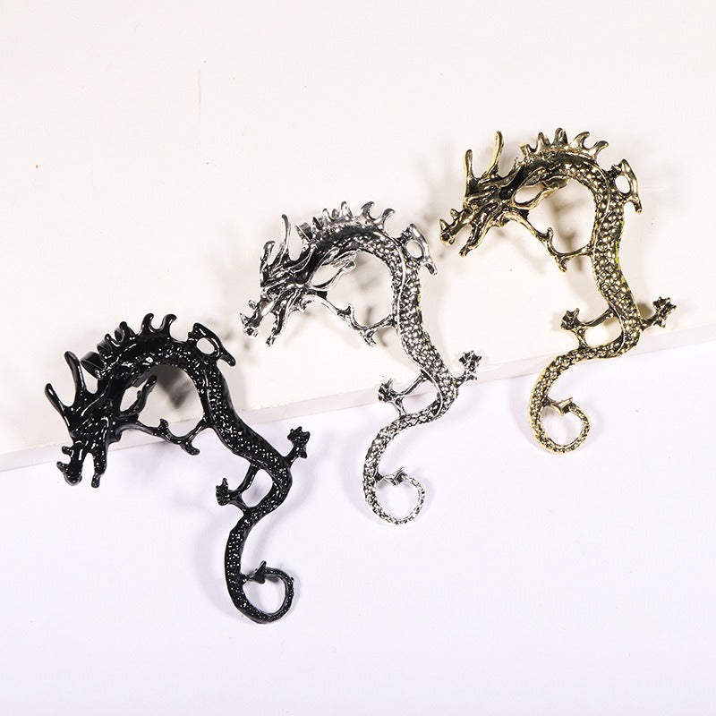 Boucles d'oreilles dragon – Couleur argent, design élégant