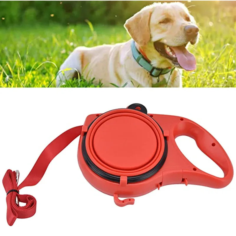Laisse multifonctionnelle 4 en 1 pour chien avec bouteille d'eau et gamelle 4