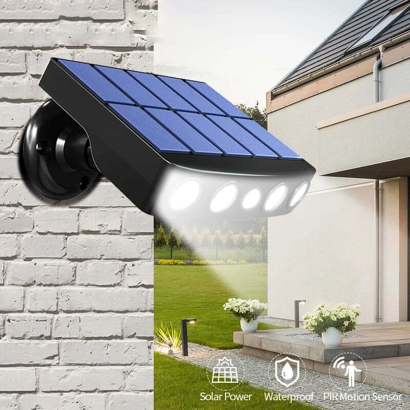 Lampe d'extérieur solaire avec détecteur de mouvement PIR – Lampes d'extérieur étanches IP68 et économes en énergie pour plus de sécurité et de confort 0