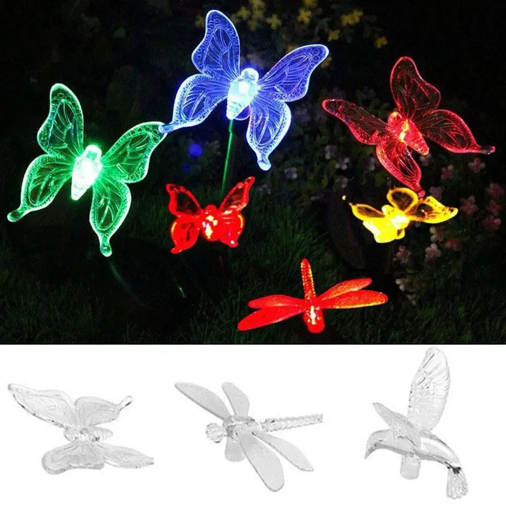 Lampe de jardin solaire avec colibri, papillon et libellule – conception résistante aux intempéries et respectueuse de l'environnement pour un éclairage extérieur charmant 3