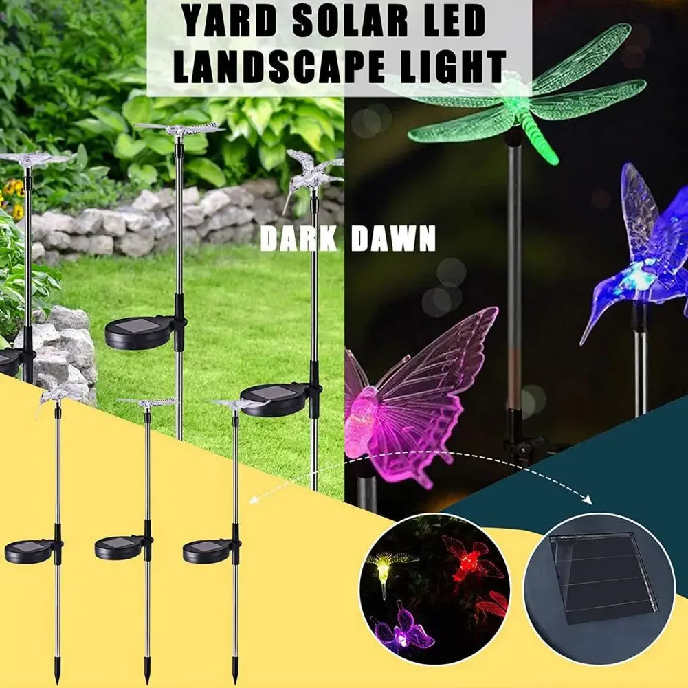Lampe de jardin solaire avec colibri, papillon et libellule – conception résistante aux intempéries et respectueuse de l'environnement pour un éclairage extérieur charmant 5