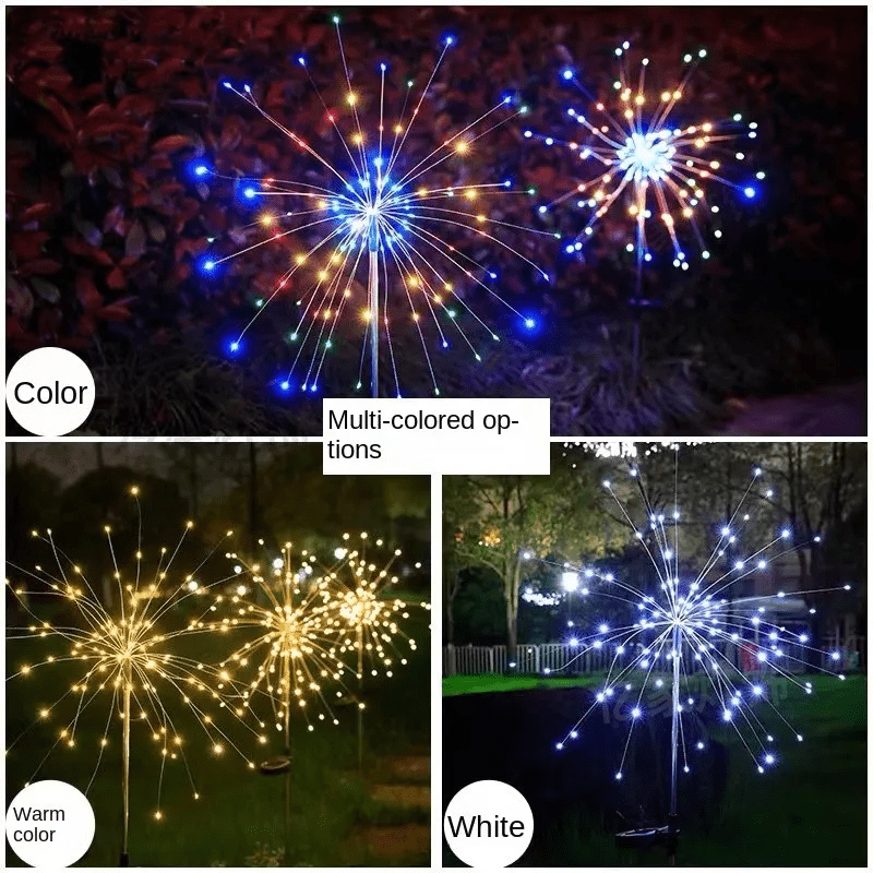 Lampes de jardin solaires avec éclairage flexible en fil de cuivre – LED blanc chaud et RVB, étanches, 100 LED, 10 mètres de long 3