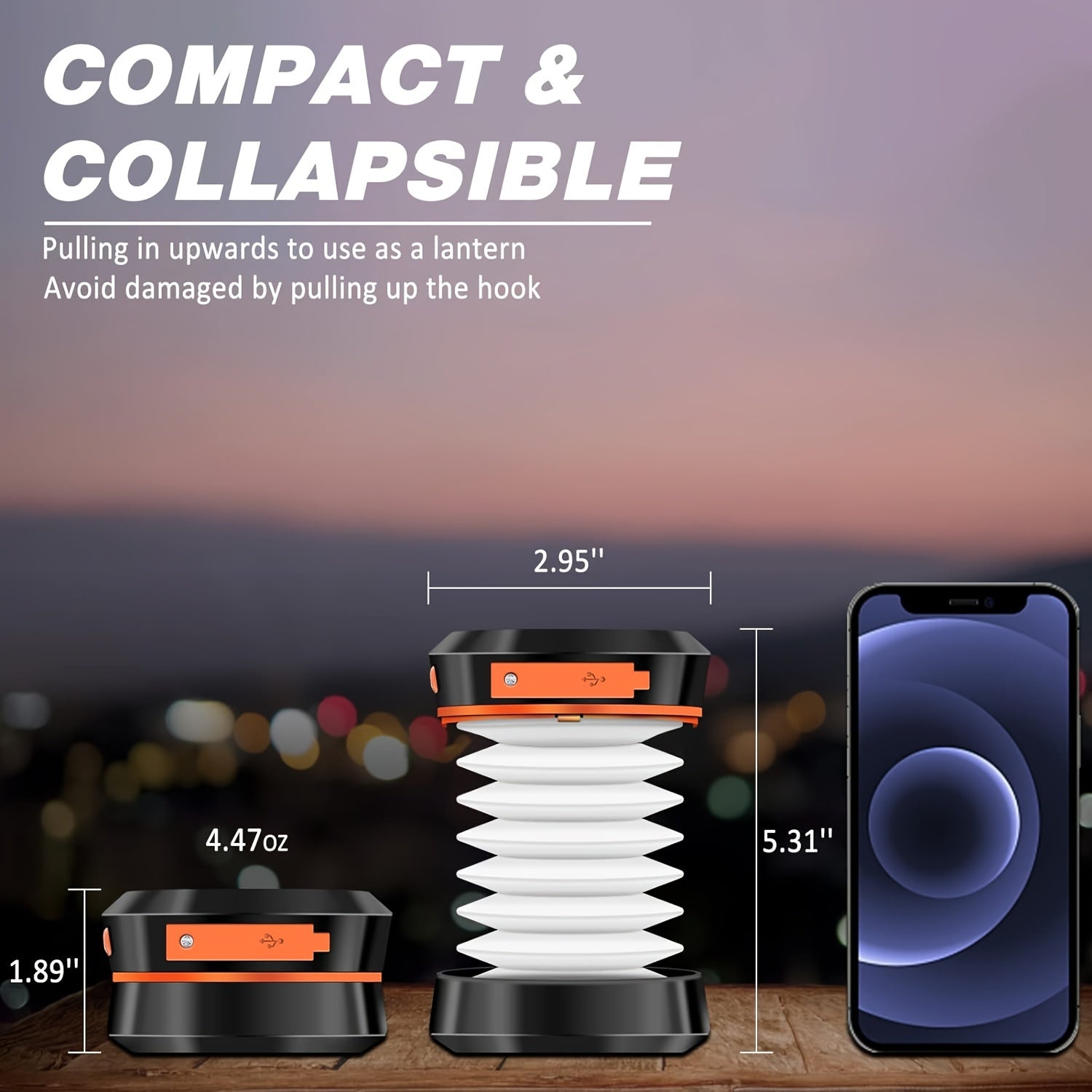 Lantern de camping LED rechargé - Lumière pliable compacte pour les aventures et urgences en plein air 5