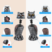 Lereau de chouettes de 2 pack réaliste avec tête rotative - oiseau extérieur et répulsif nuisible 6