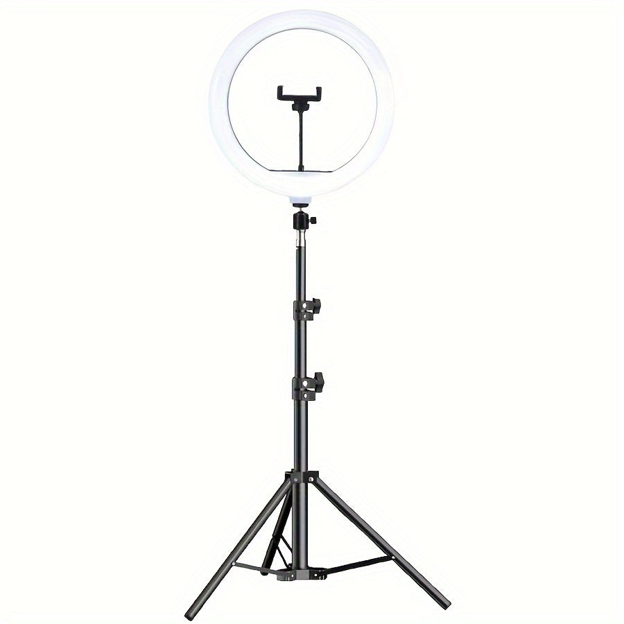 Lumière à anneaux LED avec trépied et support de téléphone réglables pour les selfies et l'enregistrement vidéo 0