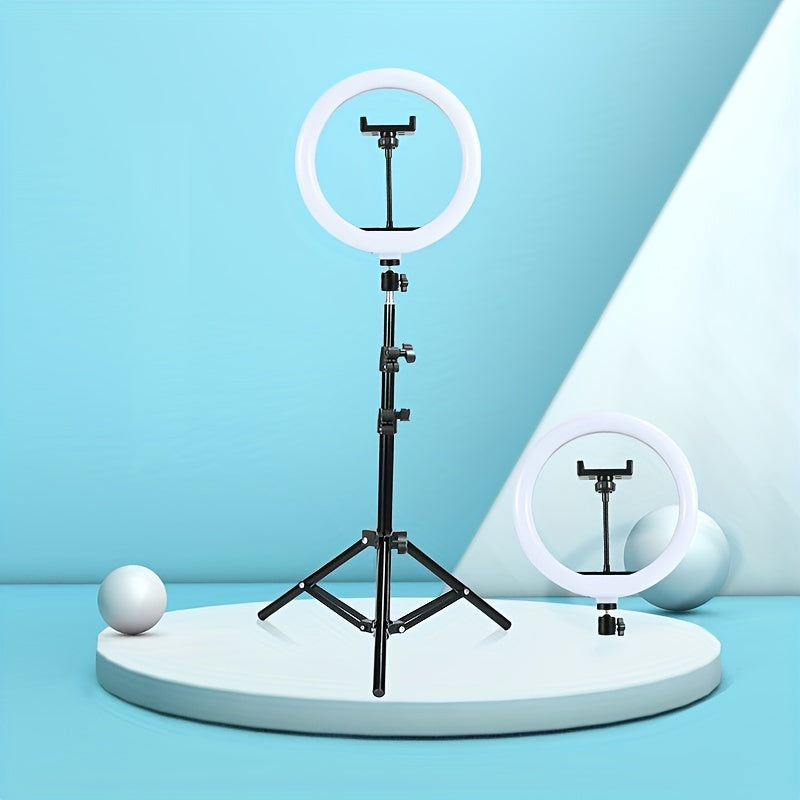 Lumière à anneaux LED avec trépied et support de téléphone réglables pour les selfies et l'enregistrement vidéo 4