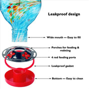 Mangeoire à oiseaux suspendue en verre soufflé à la main 2