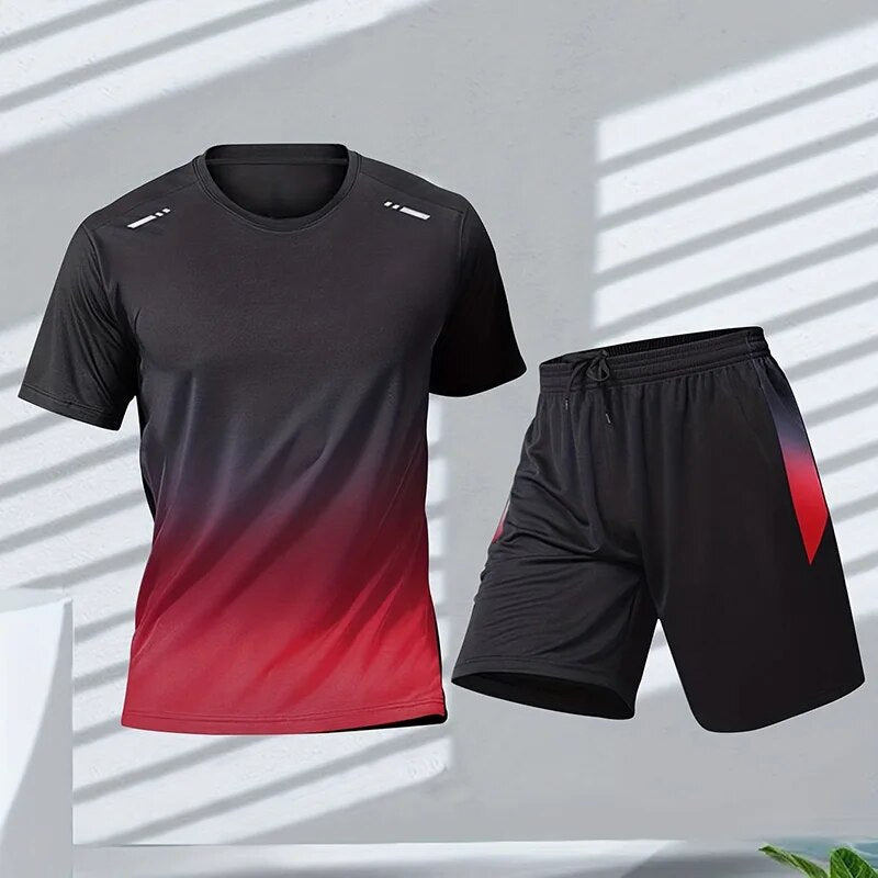 Men's Activewear Set Tracksuit | Gym Clothes Men for Workout | Quick-Drying Workout Shirt for Men & Flexible Shorts 1