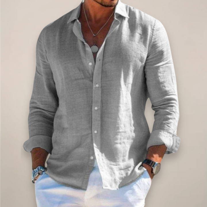 Men's Casual Long Sleeve Shirt - Versatile Solid Color Button-Up for Any Occasion 0