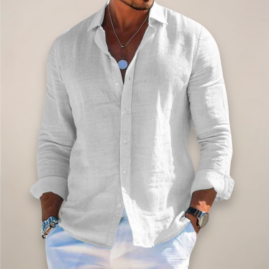 Men's Casual Long Sleeve Shirt - Versatile Solid Color Button-Up for Any Occasion 1