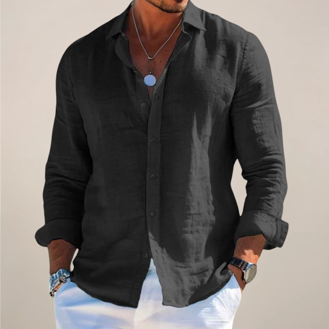 Men's Casual Long Sleeve Shirt - Versatile Solid Color Button-Up for Any Occasion 3