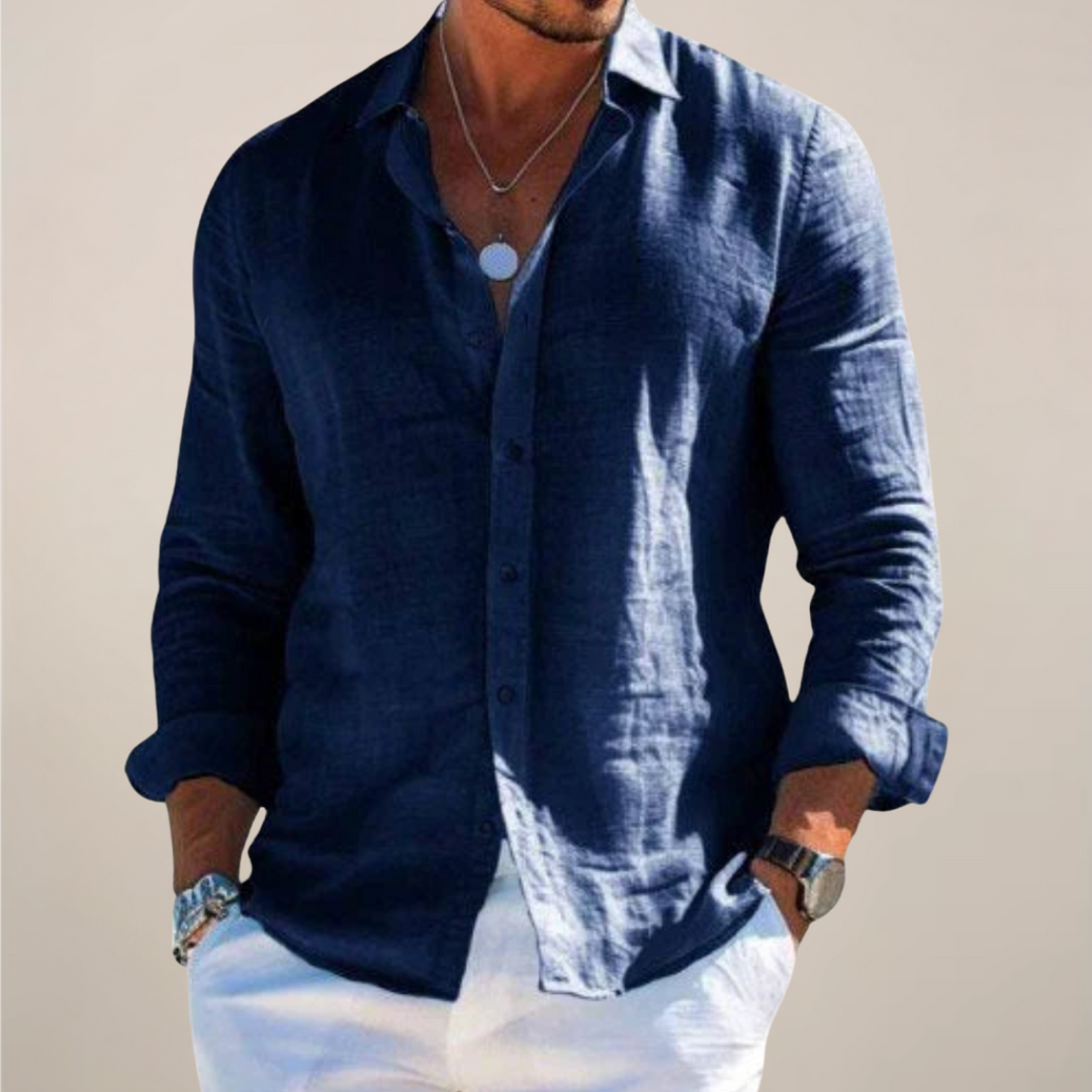 Men's Casual Long Sleeve Shirt - Versatile Solid Color Button-Up for Any Occasion 4