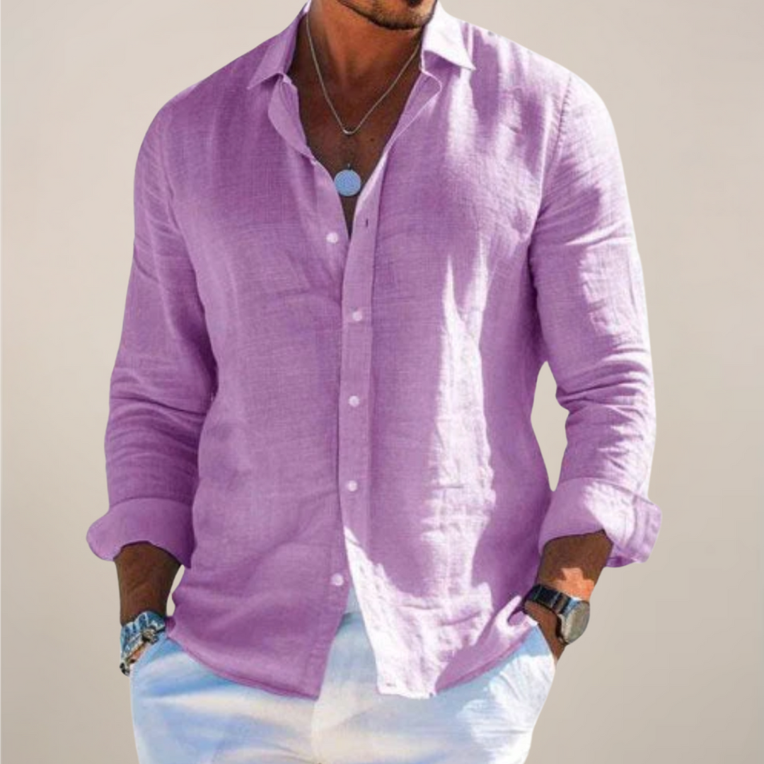 Men's Casual Long Sleeve Shirt - Versatile Solid Color Button-Up for Any Occasion 5