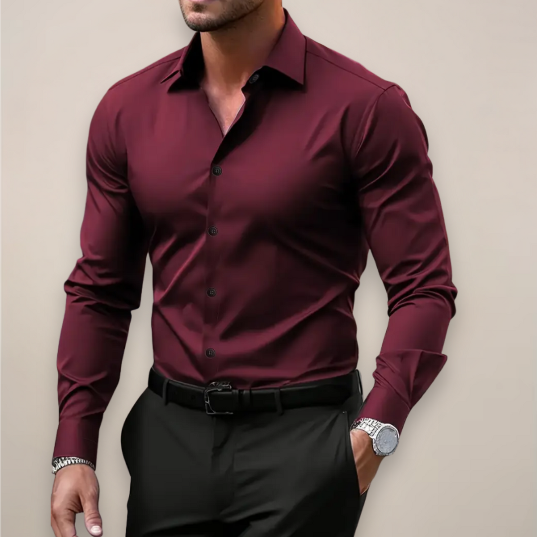 Men's Dress Shirt - Classic Notched Collar Long Sleeve for Smart Casual Style 1
