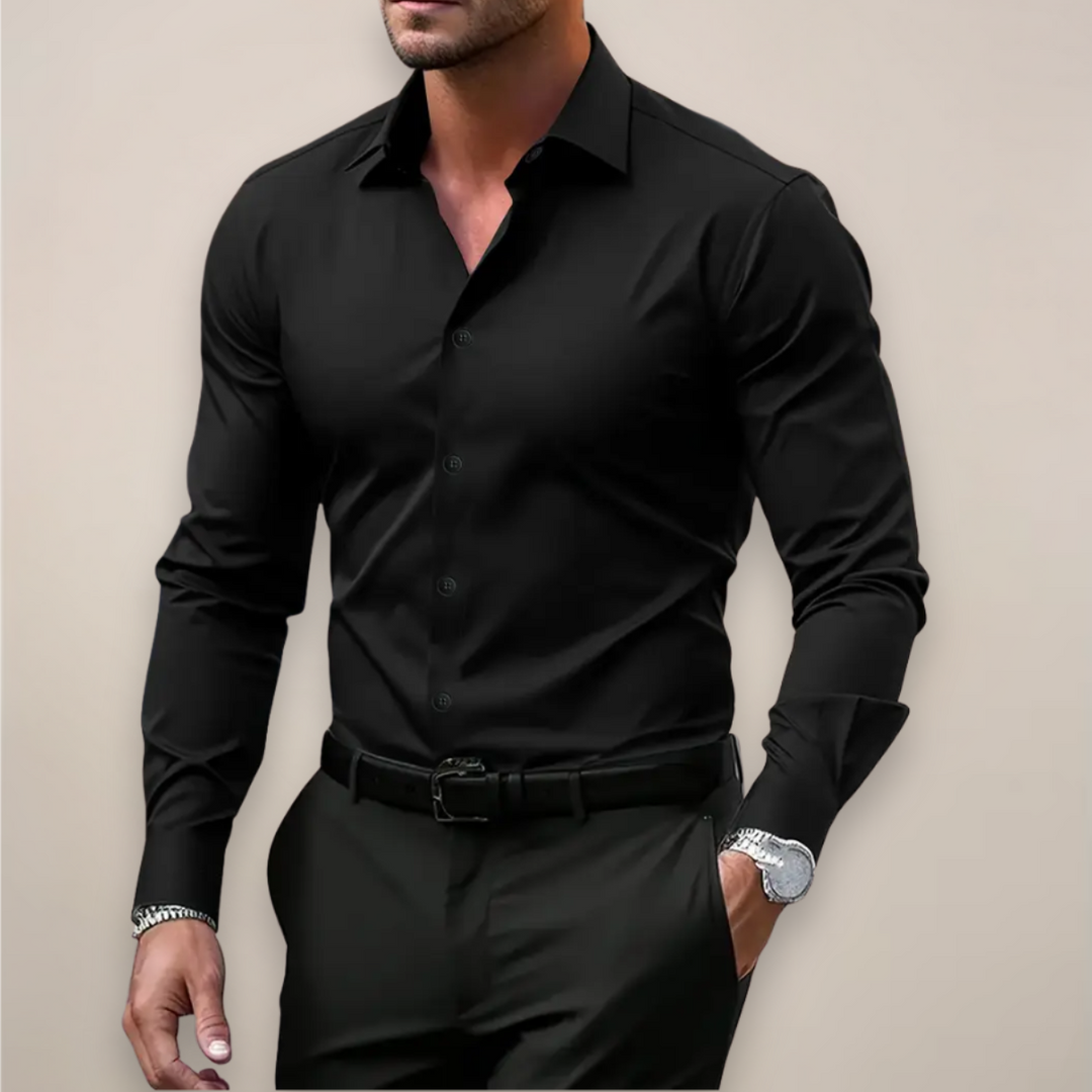 Men's Dress Shirt - Classic Notched Collar Long Sleeve for Smart Casual Style 5
