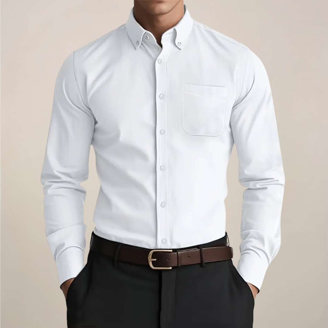 Men's Dress Shirt - Long Sleeve Button-Up for Work and Casual Wear, Versatile Classic Style 0