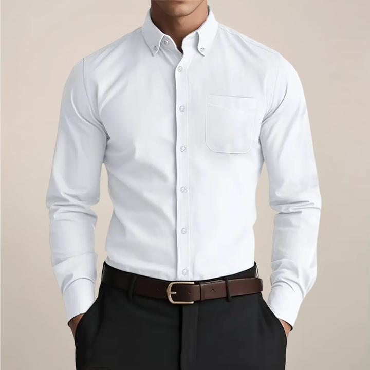 Men's Dress Shirt - Long Sleeve Button-Up for Work and Casual Wear, Versatile Classic Style 0