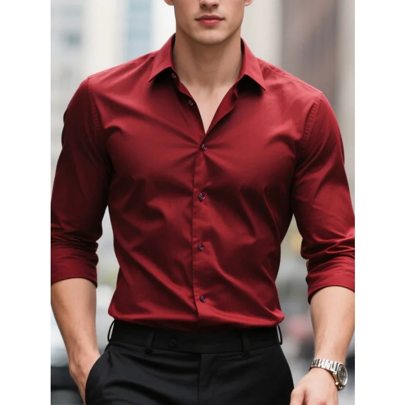 Men's Dress Shirt - Slim Fit Button-Down, Classic Long Sleeve for Business and Casual Wear 4