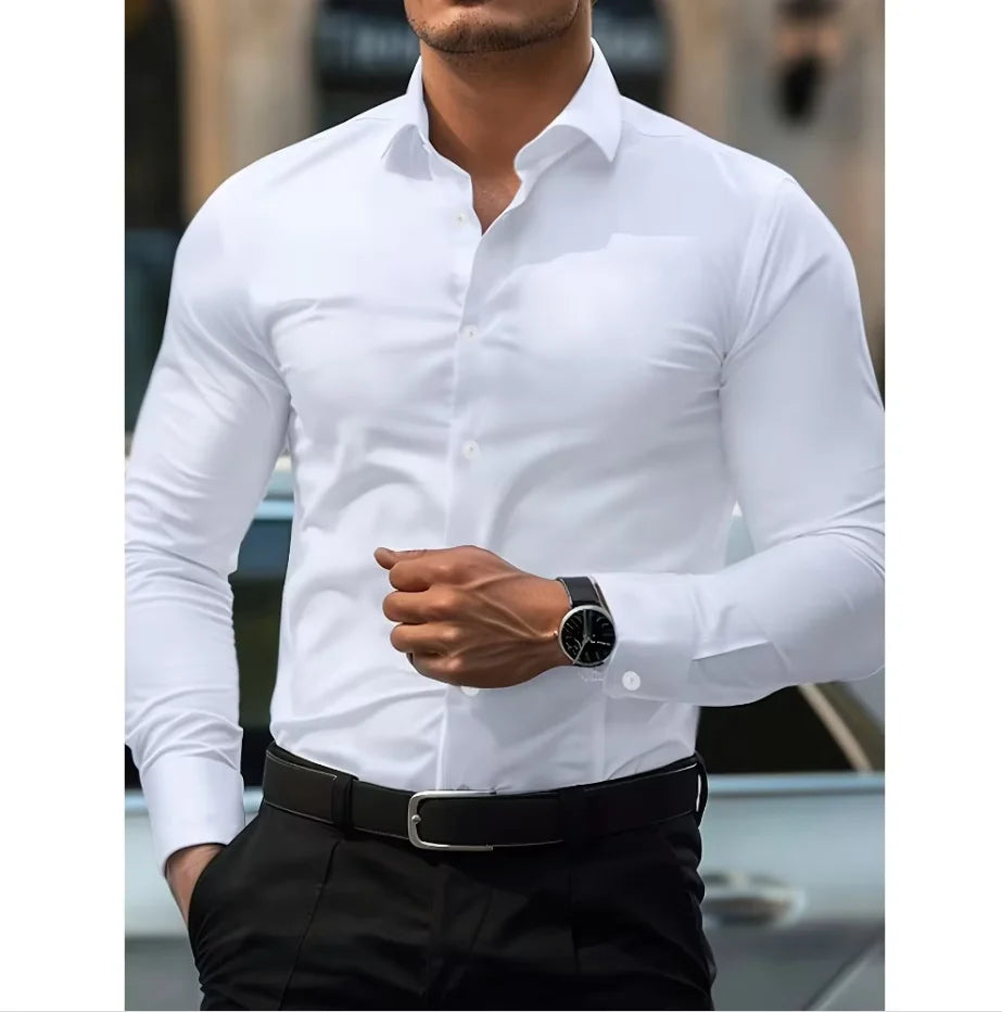 Men's Dress Shirt - Slim Fit Button-Down, Classic Long Sleeve for Business and Casual Wear 5