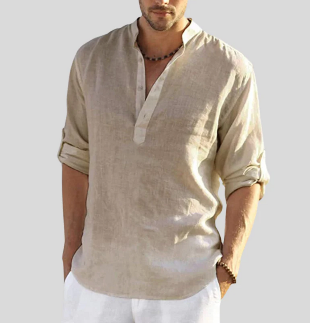 Men's Elegant V Neck Shirt - Stylish Casual & Office Wear, Versatile Fashion Top for Any Occasion 1