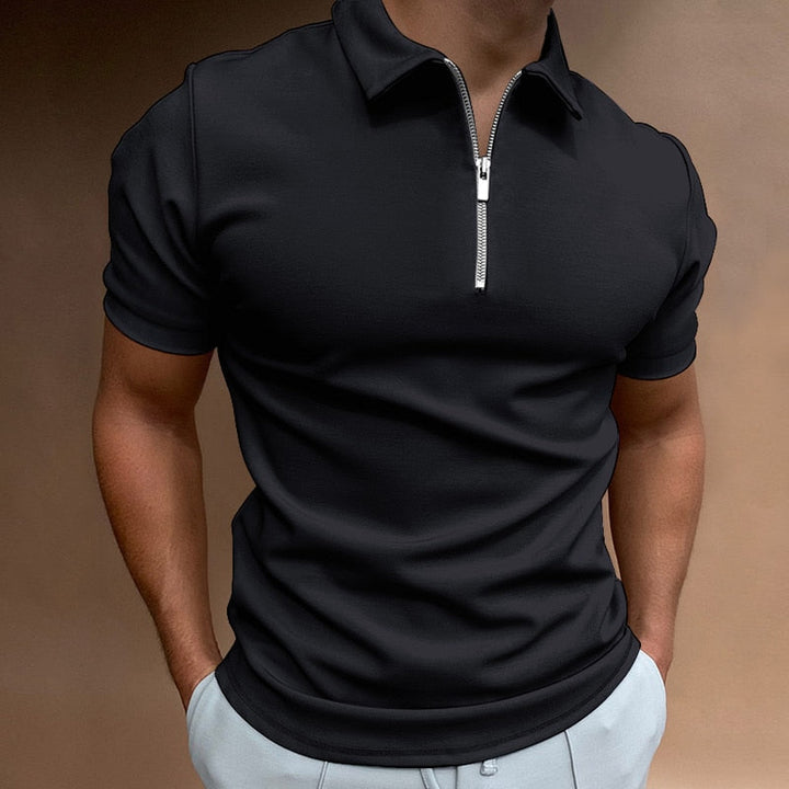Men's Polo Shirt - Short Sleeve Zipper Design, Stylish Casual Wear for Summer Outings 0