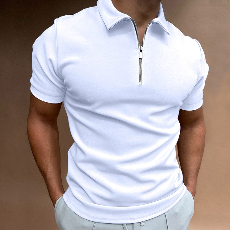 Men's Polo Shirt - Short Sleeve Zipper Design, Stylish Casual Wear for Summer Outings 4