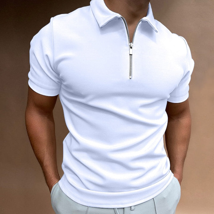 Men's Polo Shirt - Short Sleeve Zipper Design, Stylish Casual Wear for Summer Outings 4