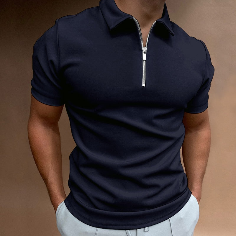 Men's Polo Shirt - Short Sleeve Zipper Design, Stylish Casual Wear for Summer Outings 6