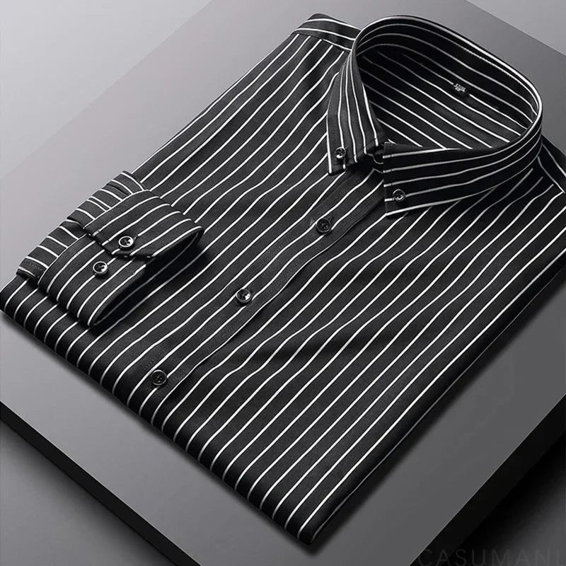 Men's Striped Shirt - Relaxed Fit Casual Elegance for Versatile Style 5