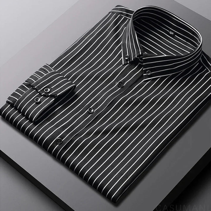 Men's Striped Shirt - Relaxed Fit Casual Elegance for Versatile Style 5