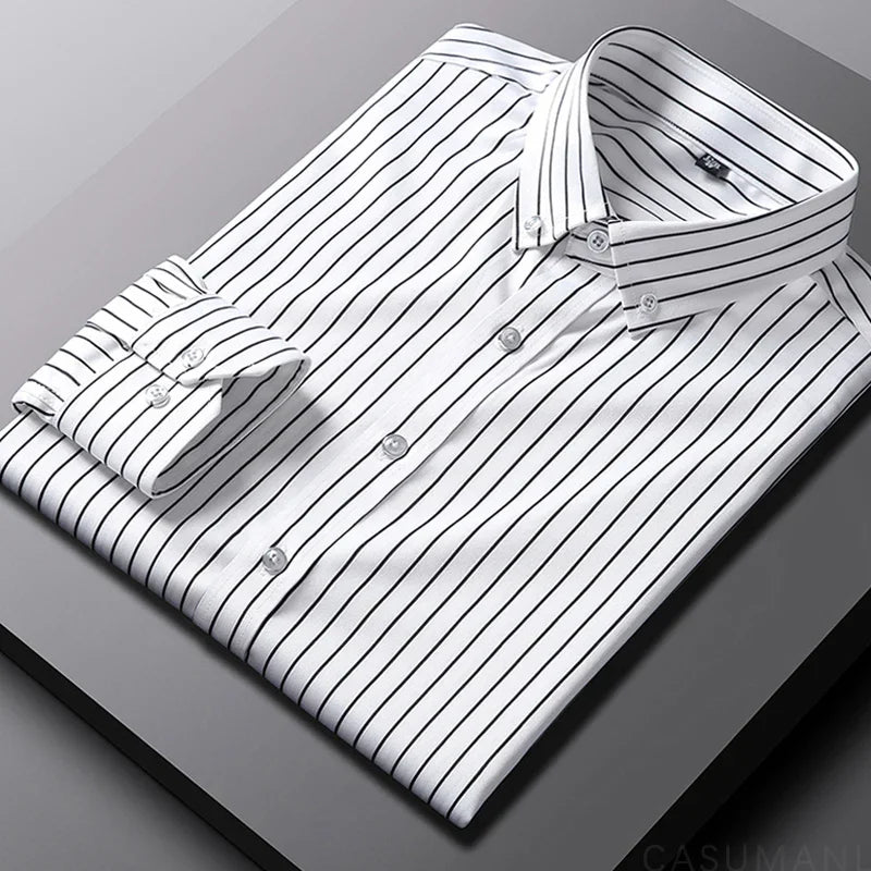 Men's Striped Shirt - Relaxed Fit Casual Elegance for Versatile Style 6