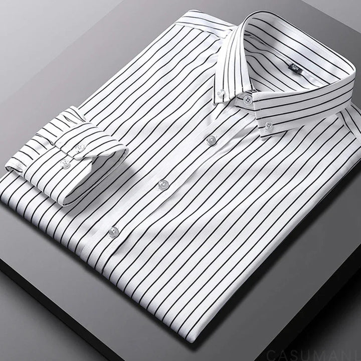 Men's Striped Shirt - Relaxed Fit Casual Elegance for Versatile Style 6