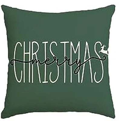 MerryCushion – Housse de coussin verte de Noël avec broderie festive 3