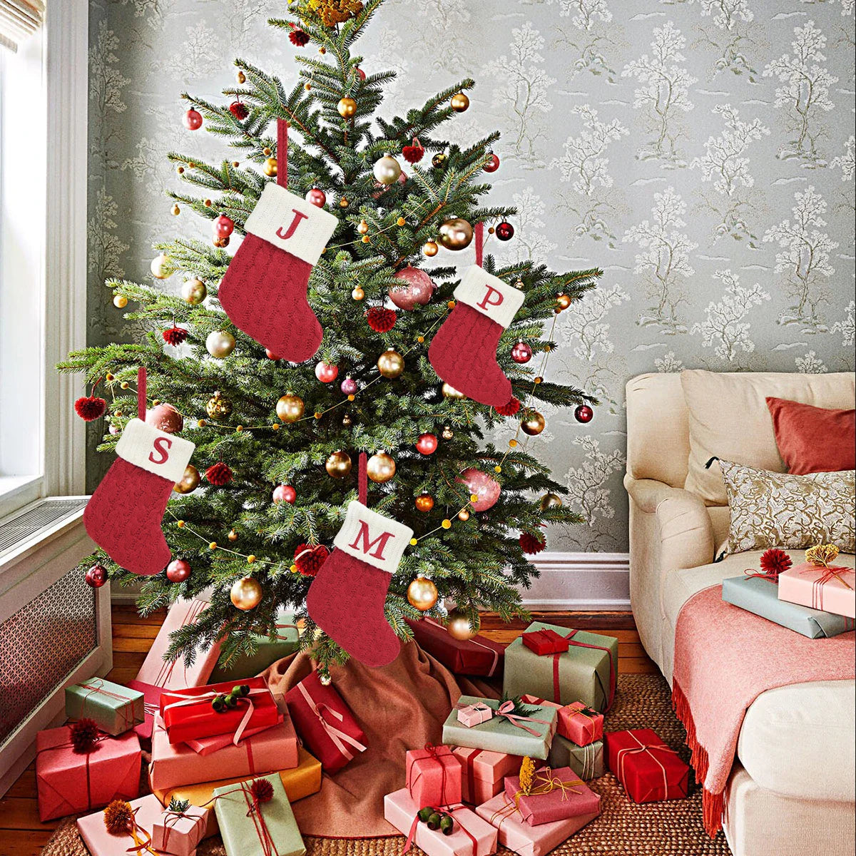 MerrySock – Chaussette de Noël nordique avec revers en peluche douce 7