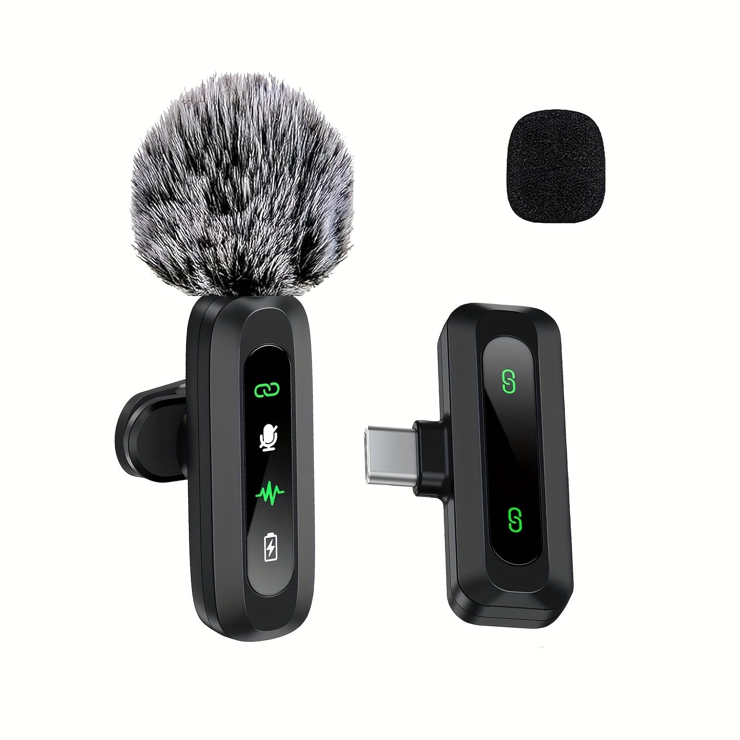 Microphone Lavalier sans fil avec connectivité USB-C pour les smartphones et les tablettes Conception compacte, idéal pour les podcasts et les vlogs 0