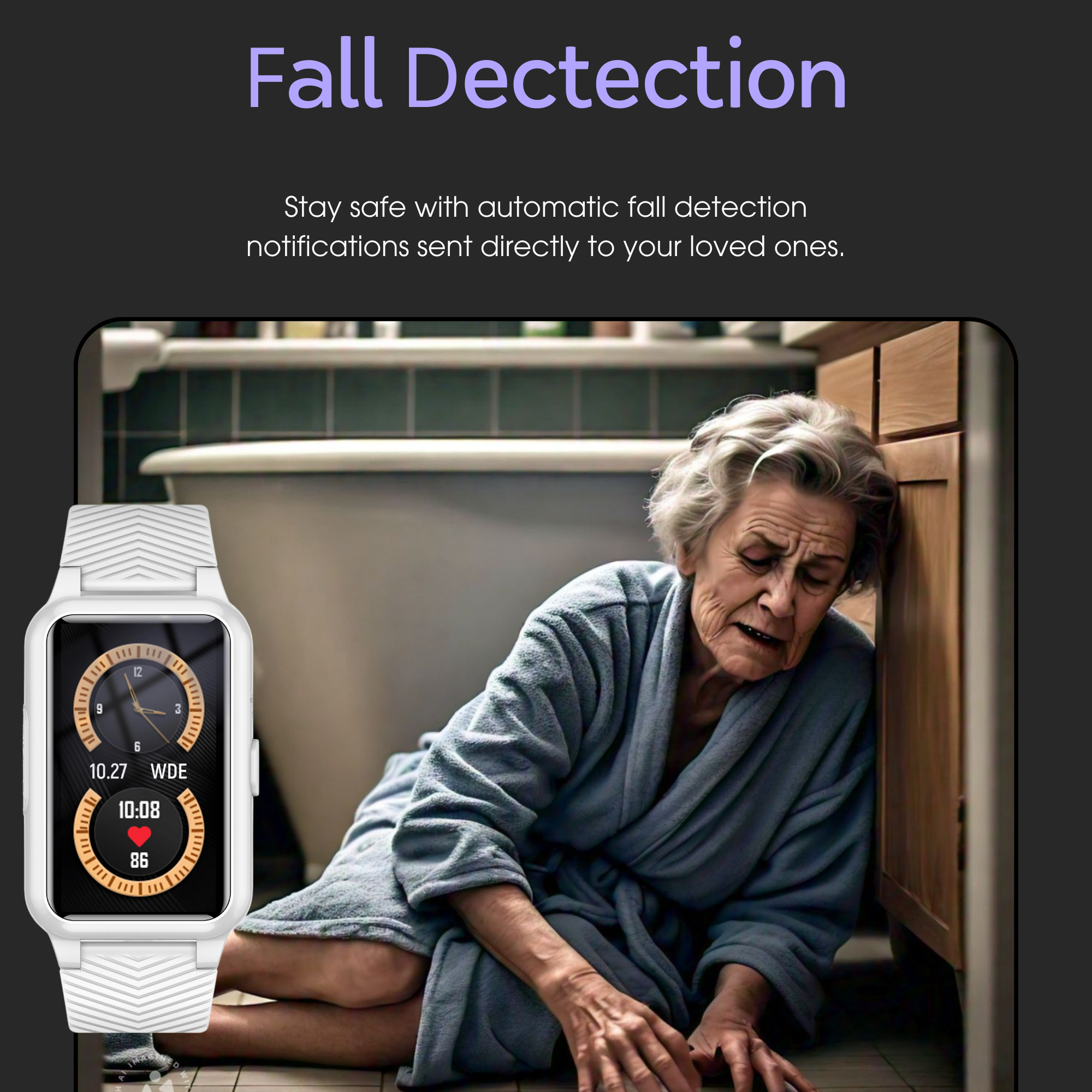 Montre connectée antichute pour seniors - Alarme médicale 4G avec GPS et SOS 1