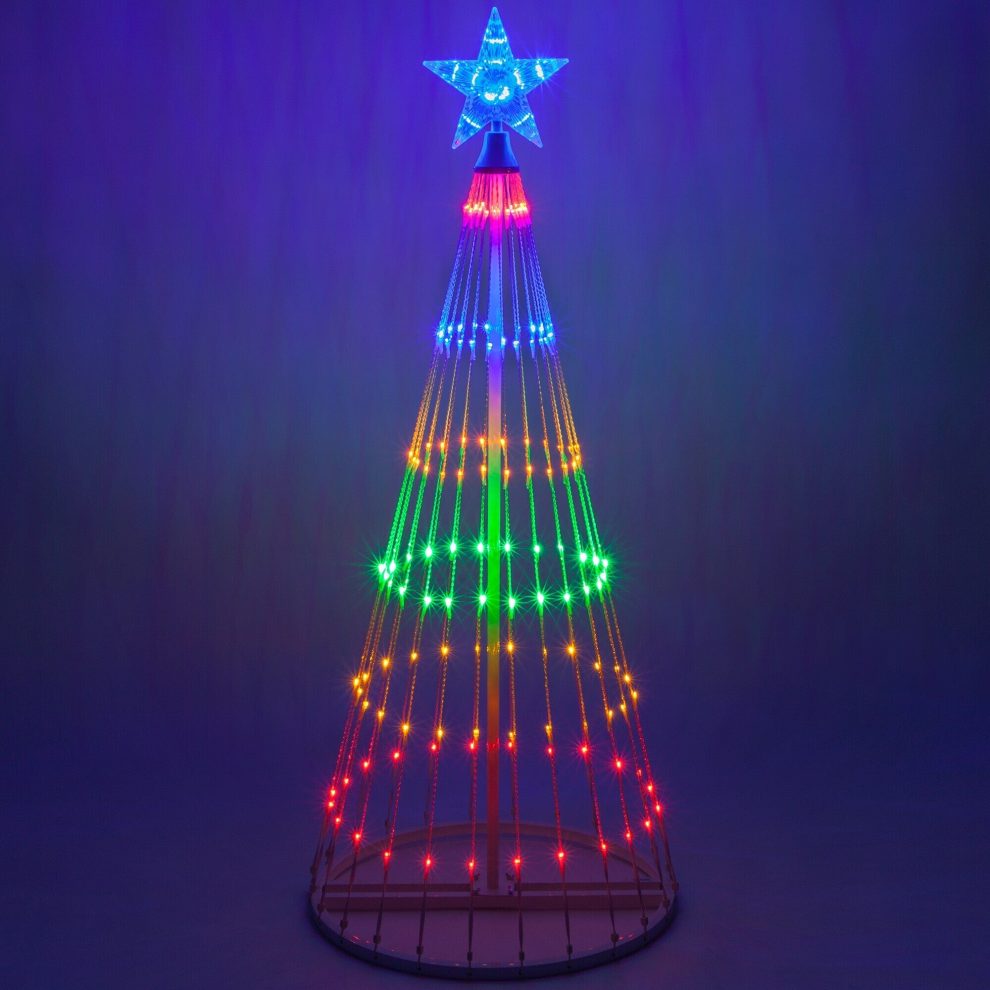 Noël – Spectacle lumineux animé multicolore à LED pour sapin de Noël en extérieur 0