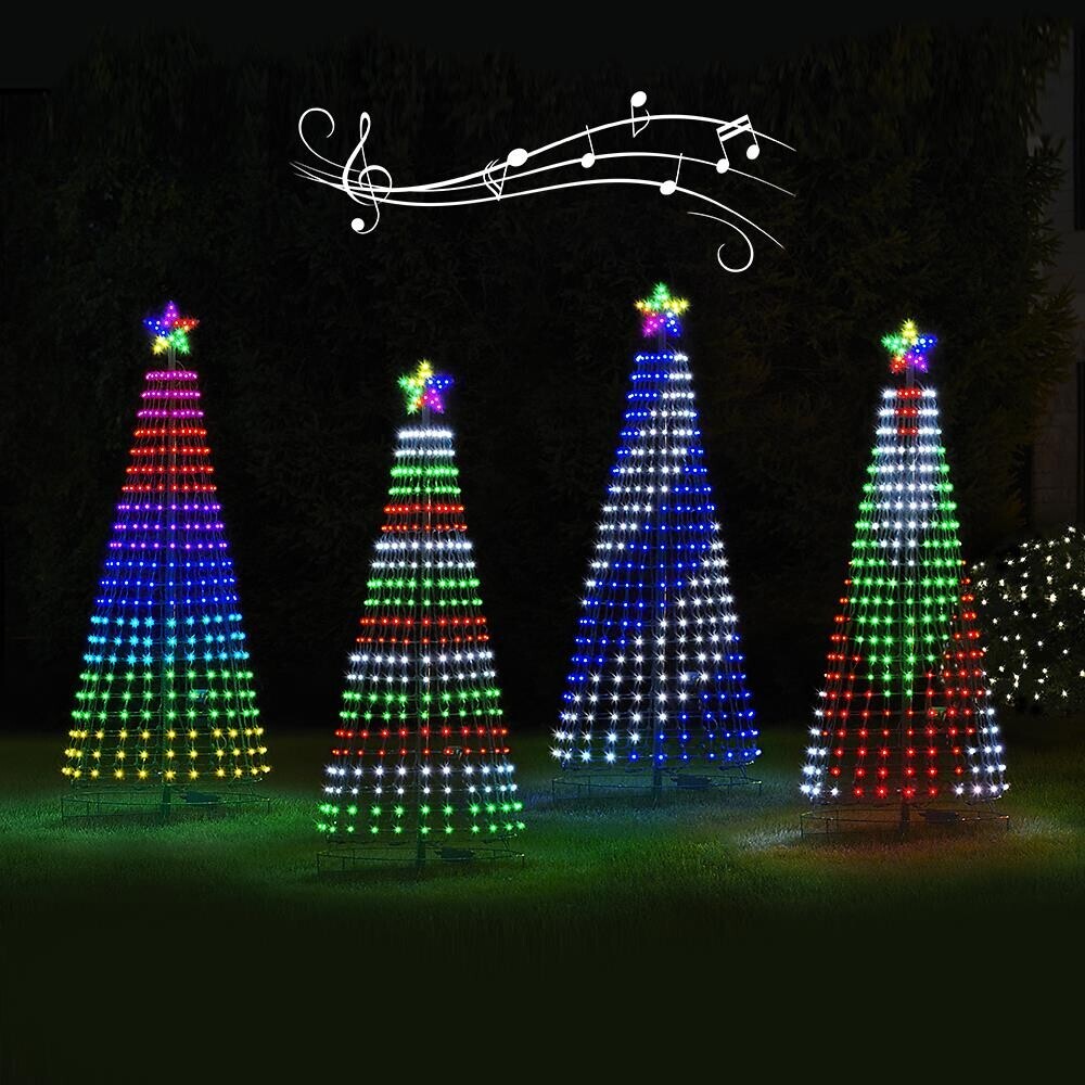 Noël – Spectacle lumineux animé multicolore à LED pour sapin de Noël en extérieur 1