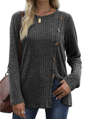 Keisha | Elegant and casual winter top with button placket for women