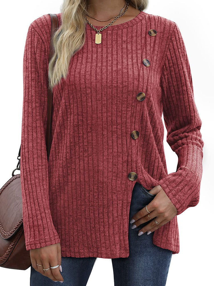 Keisha | Elegant and casual winter top with button placket for women