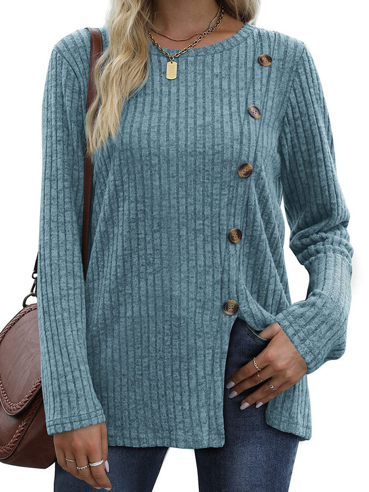 Keisha | Elegant and casual winter top with button placket for women