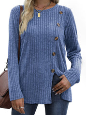 Keisha | Elegant and casual winter top with button placket for women