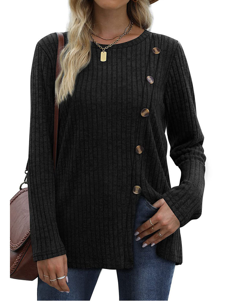 Keisha | Elegant and casual winter top with button placket for women