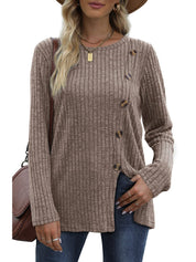 Keisha | Elegant and casual winter top with button placket for women