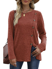 Keisha | Elegant and casual winter top with button placket for women